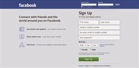 facebook sign up facebook sign in